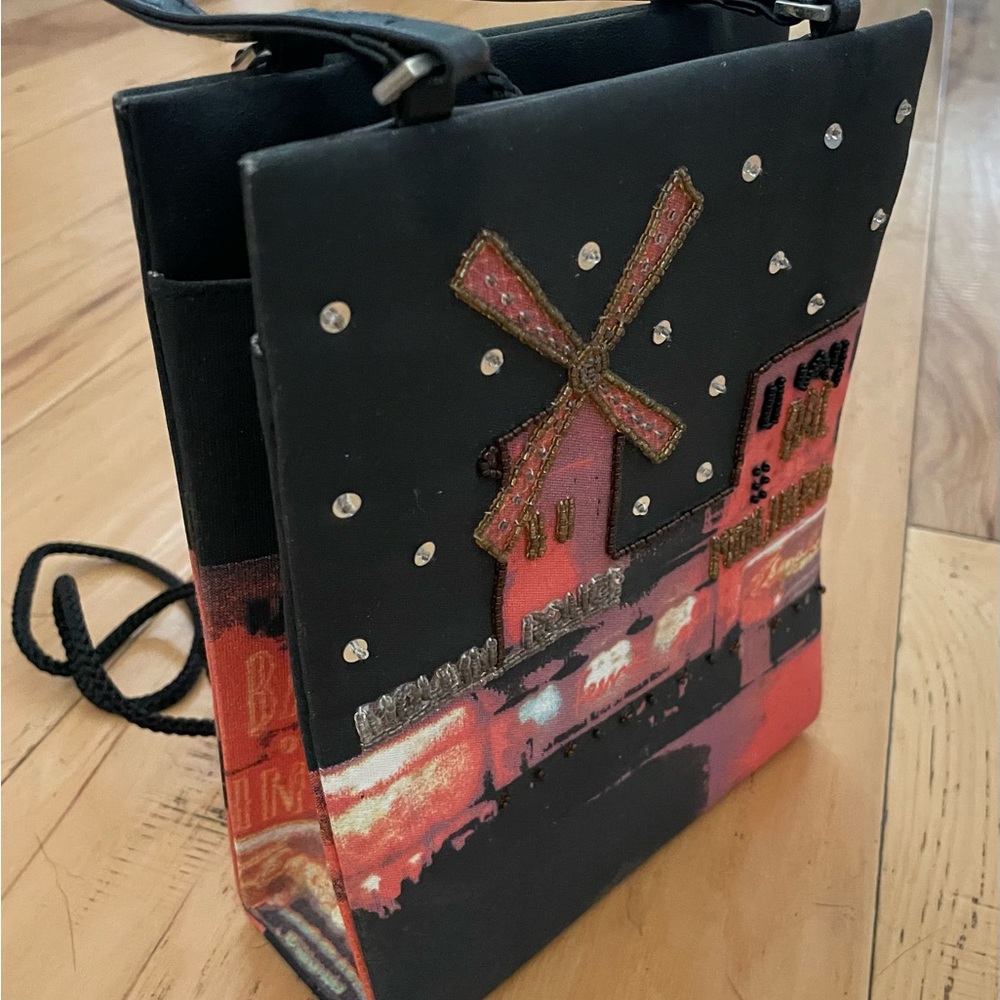 Moulin Rouge Black and Pink Embellished Crossbody Bag